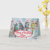 Weihnachts-Weihnachtsbudgien-Budgie-Funny-Bird-Car Karte (Gelbe Blume)