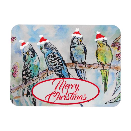 Weihnachts-Weihnachtsbudgien-Budgie-Funny-Bird-Car Magnet (Horizontal)