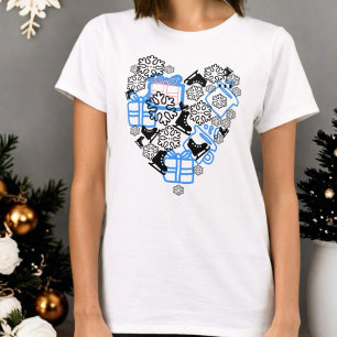 Weihnachts-Weihnachtsdoodle-Monogramm-Schnee im He T-Shirt