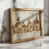 Weihnachts-Weihnachtsdorf Malerei Whimsical Xmas Poster