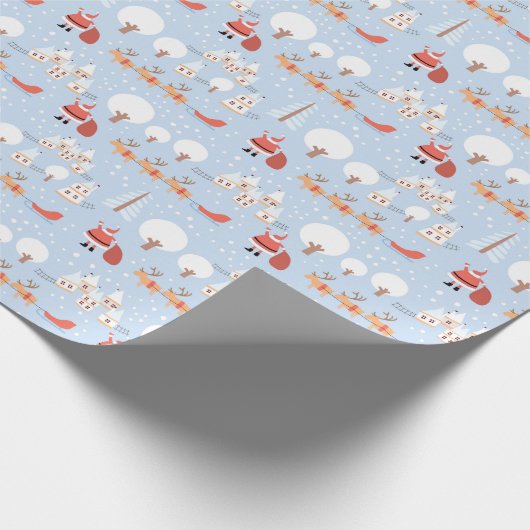 Weihnachts-Weihnachtsdorf und Fun Rentier Geschenkpapier (Ecke)