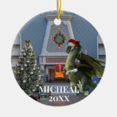 Weihnachts-Weihnachtsdrachenbaum Feuerplatz-Szene Keramik Ornament (Vorne)