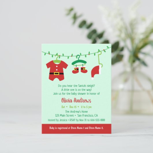 Weihnachts-Weihnachtsdusche im Dezember Einladunge Begleitkarte (Stehend Vorderseite)