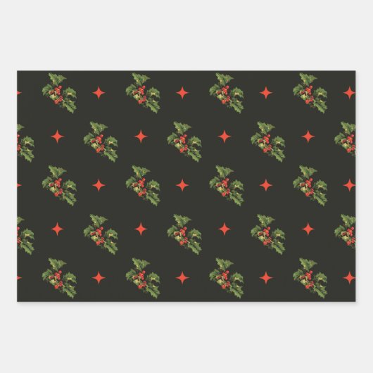 Weihnachts-Weihnachtsfeier Blätter und Sternenmust (Vorderseite 3)