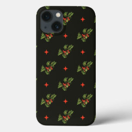 Weihnachts-Weihnachtsfeier Blätter und Sternenmust Case-Mate iPhone Hülle