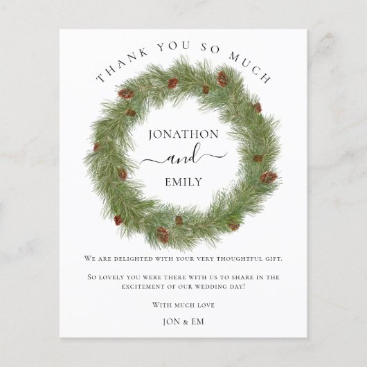 Weihnachts-Weihnachtsfeier Cone Hochzeit Danke (Vorderseite)