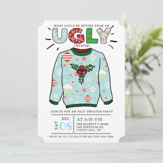 Weihnachts-Weihnachtsfeier Einladung (Stehend Vorderseite)