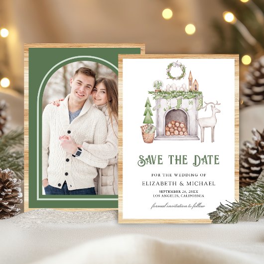 Weihnachts-Weihnachtsfeier Foto Hochzeit Save The Date