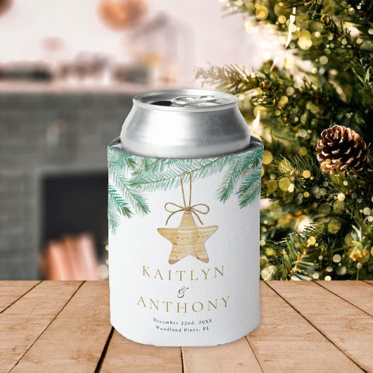 Weihnachts-Weihnachtsfeier mit Aquarellkiefern Dosenkühler