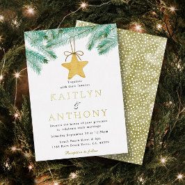 Weihnachts-Weihnachtsfeier mit Aquarellkiefern Folieneinladung