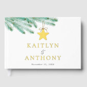 Weihnachts-Weihnachtsfeier mit Aquarellkiefern Gästebuch (Vorderseite)