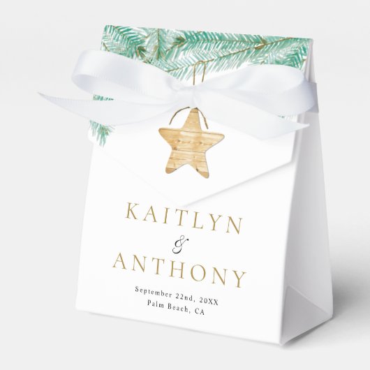 Weihnachts-Weihnachtsfeier mit Aquarellkiefern Geschenkschachtel (Vorderseite)