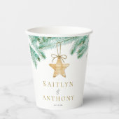 Weihnachts-Weihnachtsfeier mit Aquarellkiefern Pappbecher (Vorderseite)