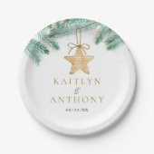 Weihnachts-Weihnachtsfeier mit Aquarellkiefern Pappteller (Vorderseite)