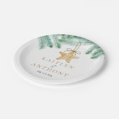 Weihnachts-Weihnachtsfeier mit Aquarellkiefern Pappteller (Schrägansicht)