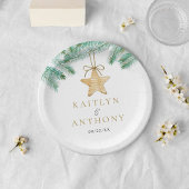 Weihnachts-Weihnachtsfeier mit Aquarellkiefern Pappteller