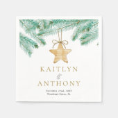 Weihnachts-Weihnachtsfeier mit Aquarellkiefern Serviette (Vorderseite)