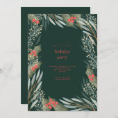 Weihnachts-Weihnachtsfeier mit Blumenrahmen Einladung (Vorne/Hinten)
