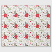 Weihnachts-Weihnachtsfeier Poinsettia & Grüntöne a Geschenkpapier (Flach)