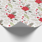 Weihnachts-Weihnachtsfeier Poinsettia & Grüntöne a Geschenkpapier (Ecke)