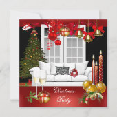 Weihnachts Weihnachtsfeier Rote weiße Bälle Einladung (Vorderseite)