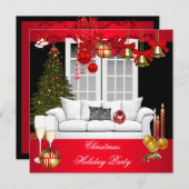 Weihnachts Weihnachtsfeier Rote weiße Bälle Einladung (Vorne/Hinten)