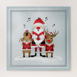 Weihnachts-Weihnachtsfeier Santa Reindeer Singen Puzzle
