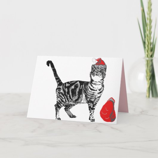 Weihnachts Weihnachtsfeiern Stripy Tabby Cat Card Karte (Vorderseite)