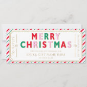 Weihnachts-Weihnachtsfeiertag-Geschenkgutschein Einladung (Vorderseite)