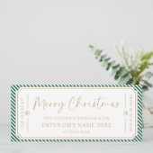 Weihnachts-Weihnachtsfeiertag-Geschenkgutschein Einladung (Stehend Vorderseite)