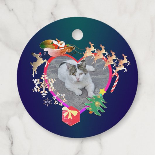 Weihnachts-Weihnachtsfeiertag im Reindeer-Foto Geschenkanhänger (Rückseite)