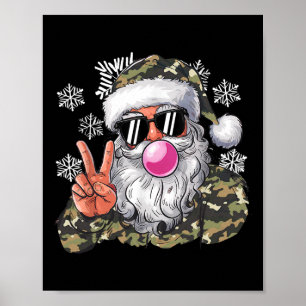 Weihnachts-Weihnachtsfeiertage Camouflage Santa He Poster
