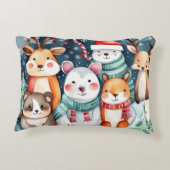 Weihnachts-Weihnachtsfeiertage - niedliche Tiere Dekokissen (Rückseite)