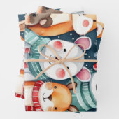Weihnachts-Weihnachtsfeiertage - niedliche Tiere Geschenkpapier Set (Beispiel)