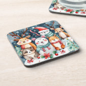 Weihnachts-Weihnachtsfeiertage - niedliche Tiere Getränkeuntersetzer (Linke Seite)