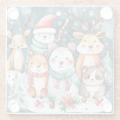 Weihnachts-Weihnachtsfeiertage - niedliche Tiere Glasuntersetzer (Rückseite)