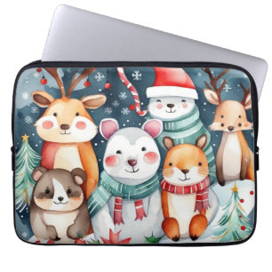 Weihnachts-Weihnachtsfeiertage - niedliche Tiere Laptopschutzhülle