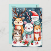 Weihnachts-Weihnachtsfeiertage - niedliche Tiere Postkarte (Vorne/Hinten)
