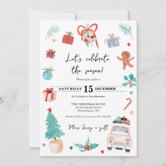 Weihnachts-Weihnachtsfeiertage zum Party Einladung (Vorderseite)