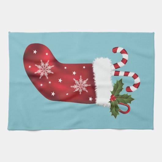 Weihnachts-Weihnachtsfest auf Blue Geschirrtuch (Horizontal)