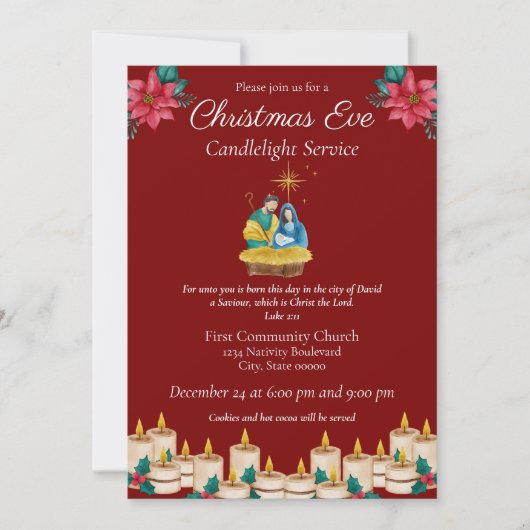 Weihnachts-Weihnachtsfest bei Kerzenlicht Einladung (Vorderseite)