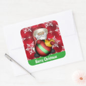 Weihnachts-Weihnachtsfest-Cartoon Quadratischer Aufkleber (Umschlag)