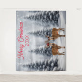 Weihnachts-Weihnachtsfest Foto Stand Hintergrund Wandteppich (Vorderseite)