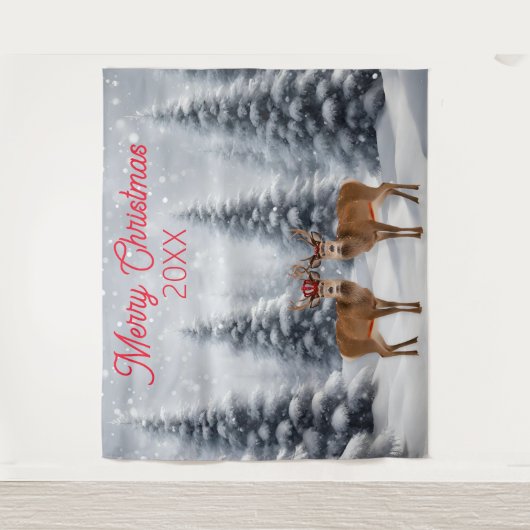 Weihnachts-Weihnachtsfest Foto Stand Hintergrund Wandteppich (Vorderseite)