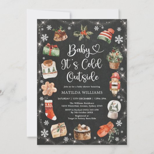 Weihnachts-Weihnachtsfest Kinderdusche Halbpension Einladung (Vorderseite)