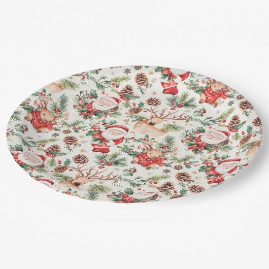 Weihnachts-Weihnachtsfest Pappteller (Schrägansicht)