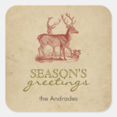 Weihnachts Weihnachtsfest Rustikal Quadratischer Aufkleber (Vorderseite)