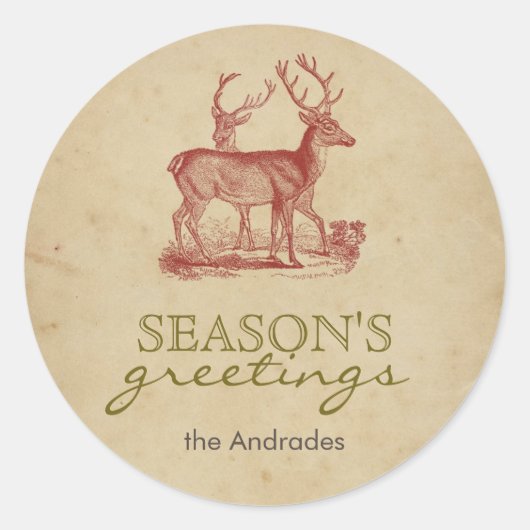 Weihnachts Weihnachtsfest Rustikal Runder Aufkleber (Vorderseite)