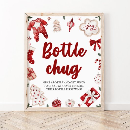 Weihnachts-Weihnachtsflasche Babyduschenschild Poster