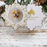 Weihnachts-Weihnachtsgebäck - Erstes Weihnachtsfes<br><div class="desc">Lass eine festliche Eichel goldener Weihnachtsweihnachtskulisse um dein Lieblingshotel Foto in dieser Urlaubssaison. Einfach die Vorder- und Rückseite dieser Papierschmuckkarte mit Ihren persönlichen Daten anpassen,  um die perfekten Urlaubssgrüße und das einzigartige Sake-Geschenk für sich selbst,  Familie und Freunde zu versenden.</div>